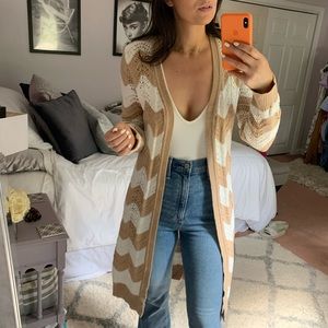 Brown and White Striped Sweater